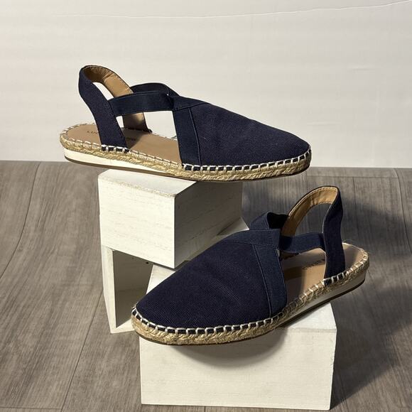 Lucky Brand Shoes - Lucky Brand Sandals Womens 8 M Rifka Espadrille Slingback Flats Blue Fabric